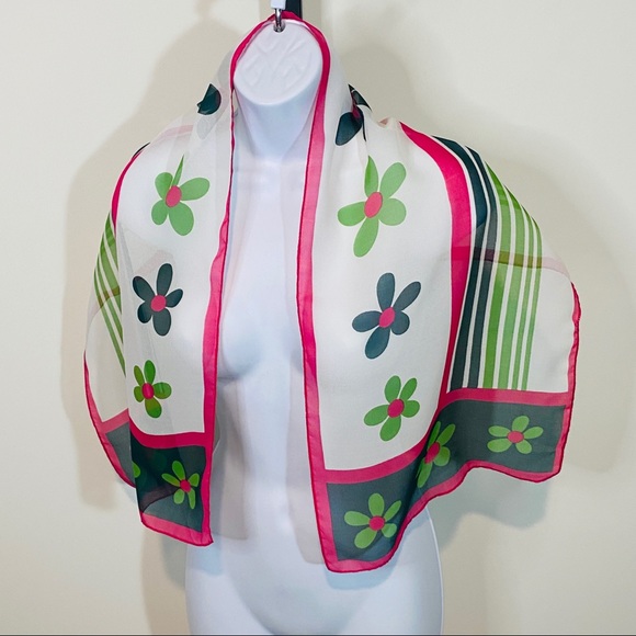 Rectangle Flower & Striped Rectangular Scarf - Picture 2 of 12